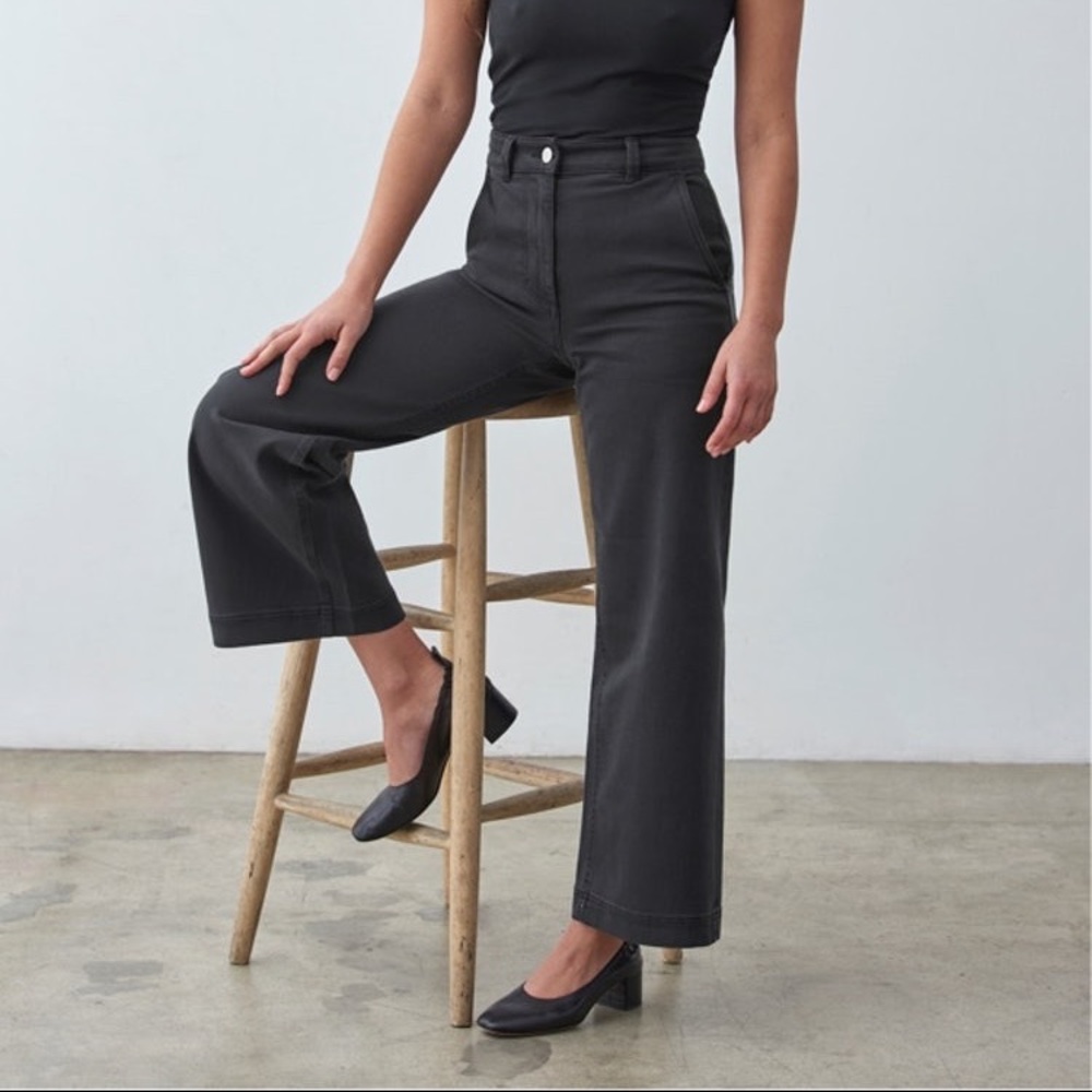 Everlane The Wide Leg Crop Pant in Black sz 6